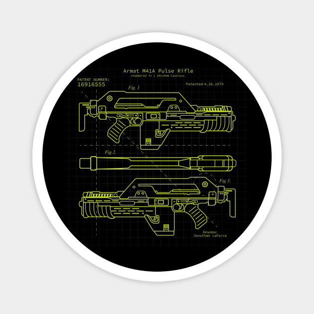 Pulse Rifle Aliens BluePrint Ripley Magnet by stayfrostybro